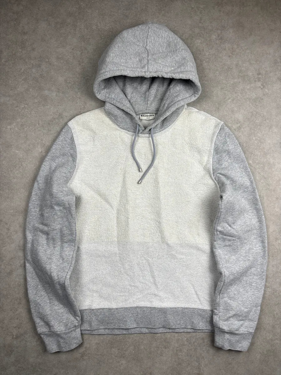 AW2014 Balenciaga Light Grey Contrast Panel Hoodie kVOBVbIV 0