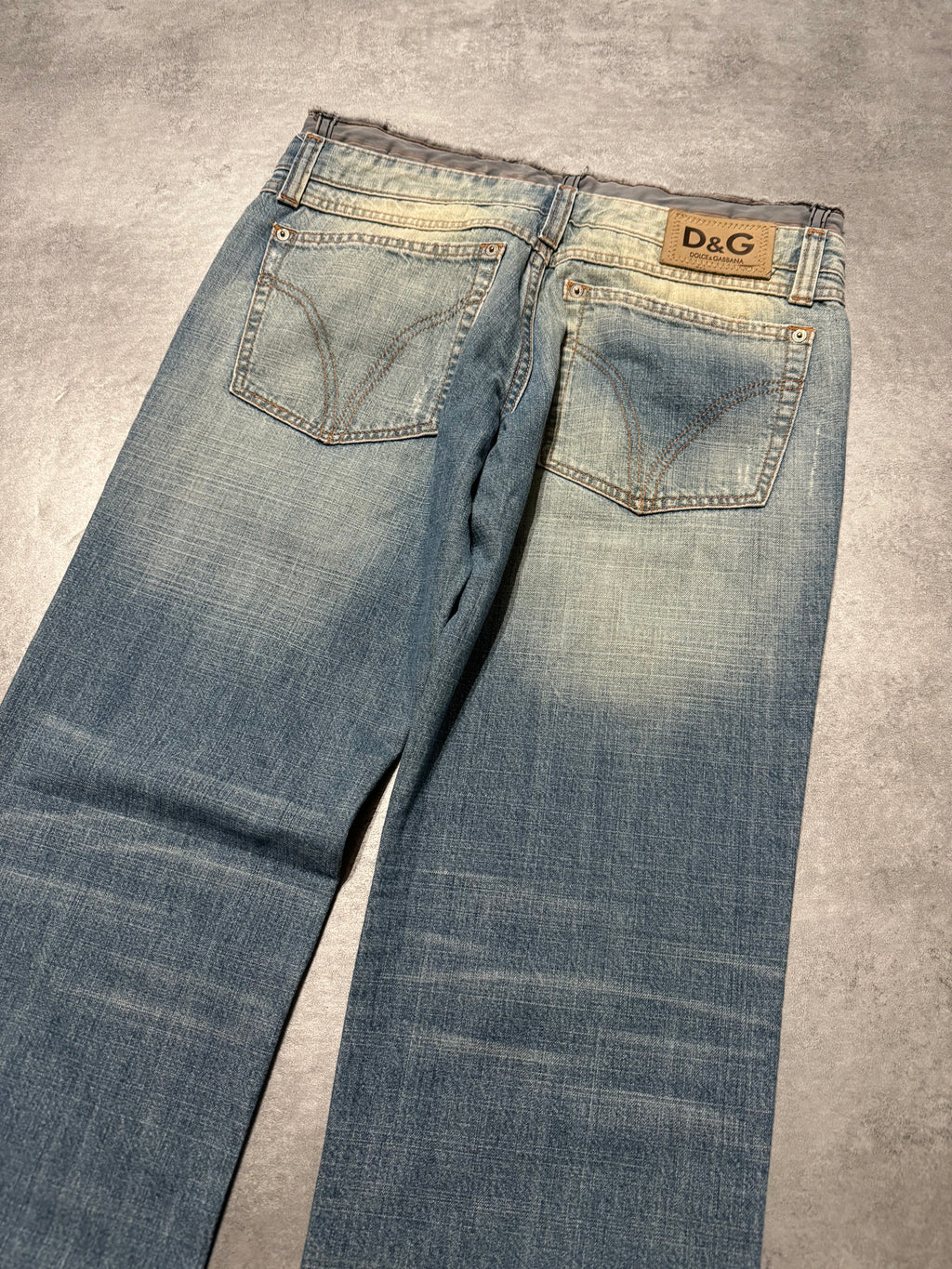 SS2005 Dolce & Gabbana Faded Double-Waisted Denim Jeans (M) - 4