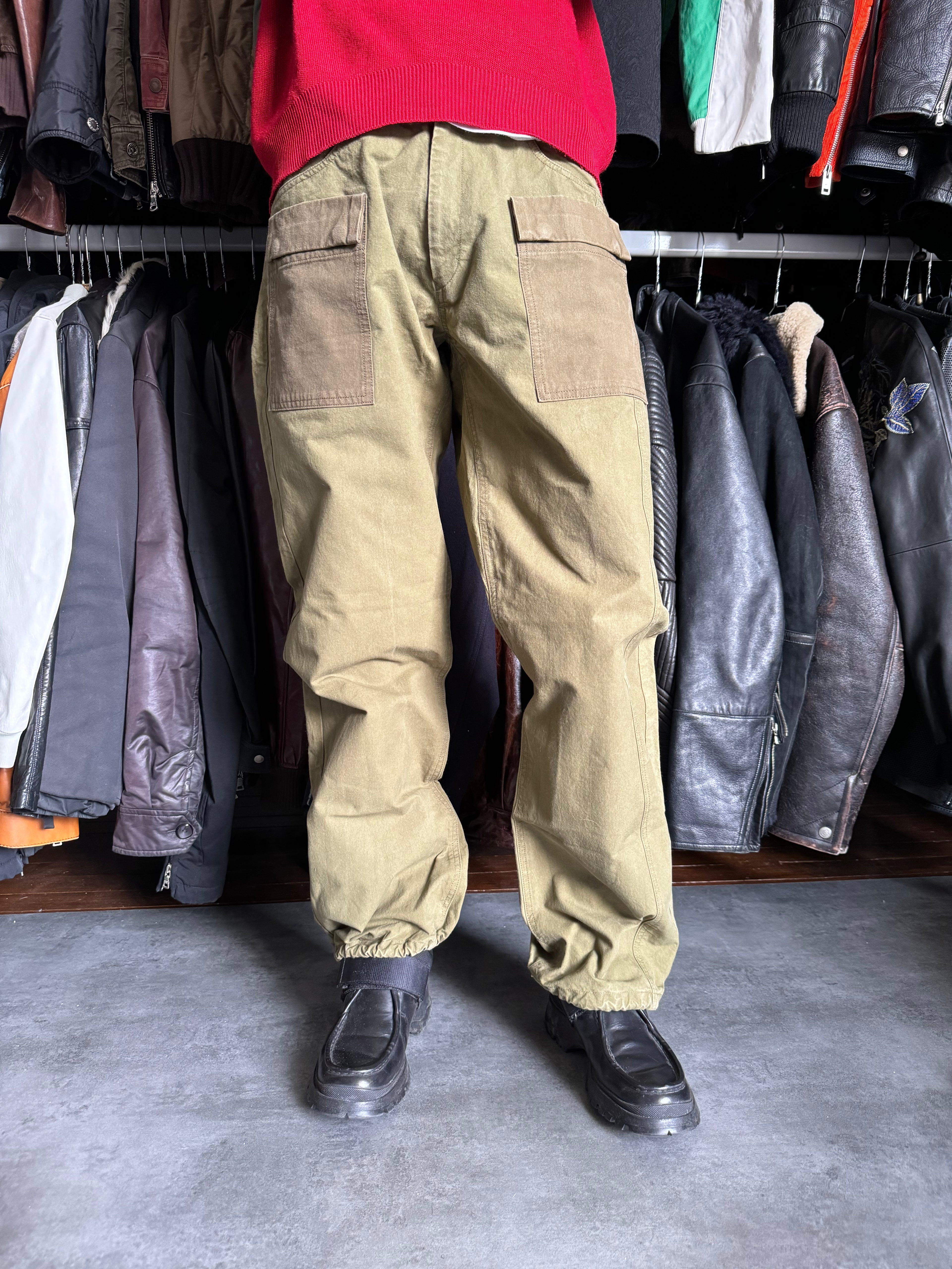 Yohji Yamamoto Olive Cargo Structured Pants (M) - 4