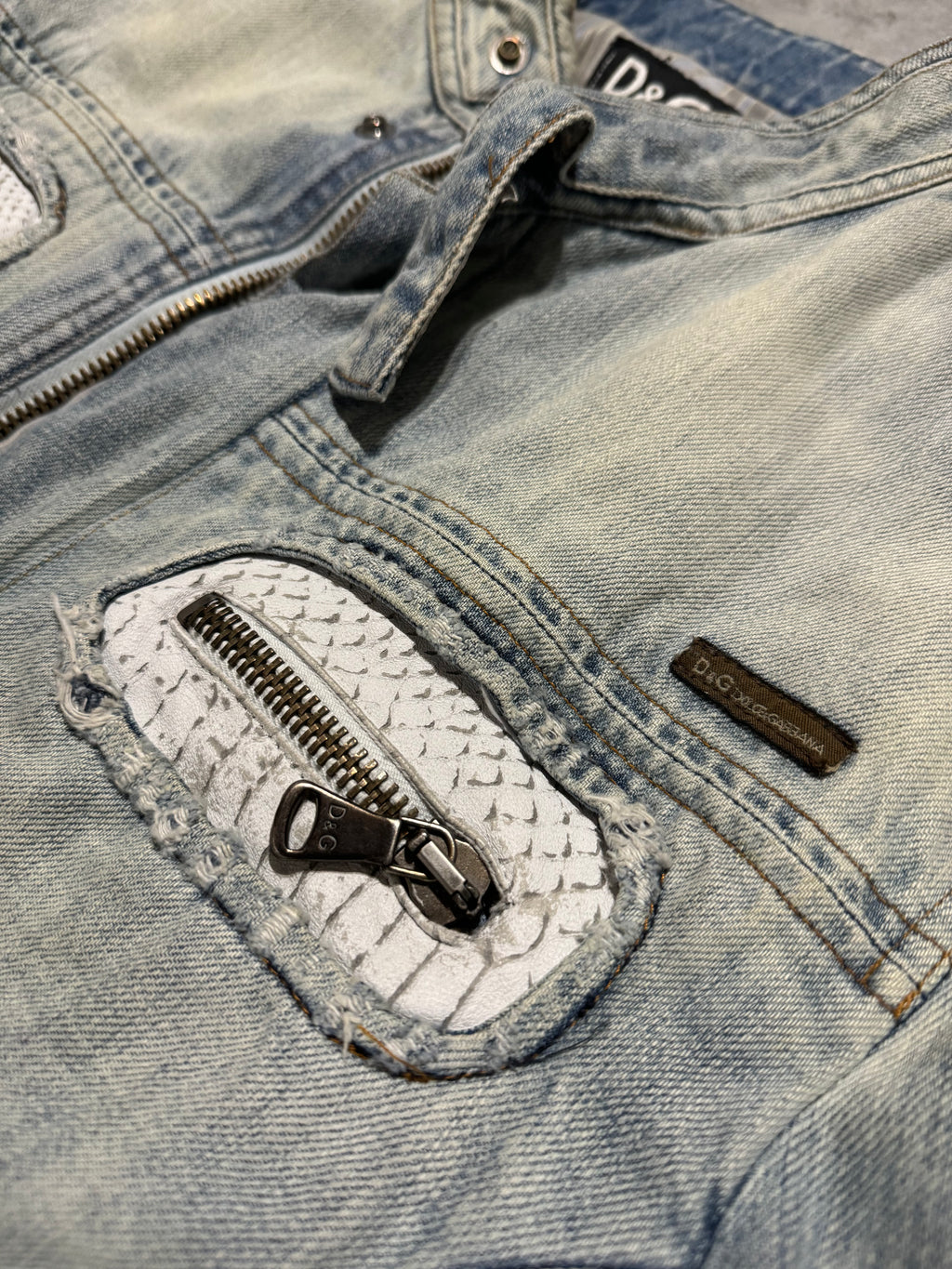 SS2005 Dolce & Gabbana Apocalyptic Biker Denim Jacket (M/L) - 12