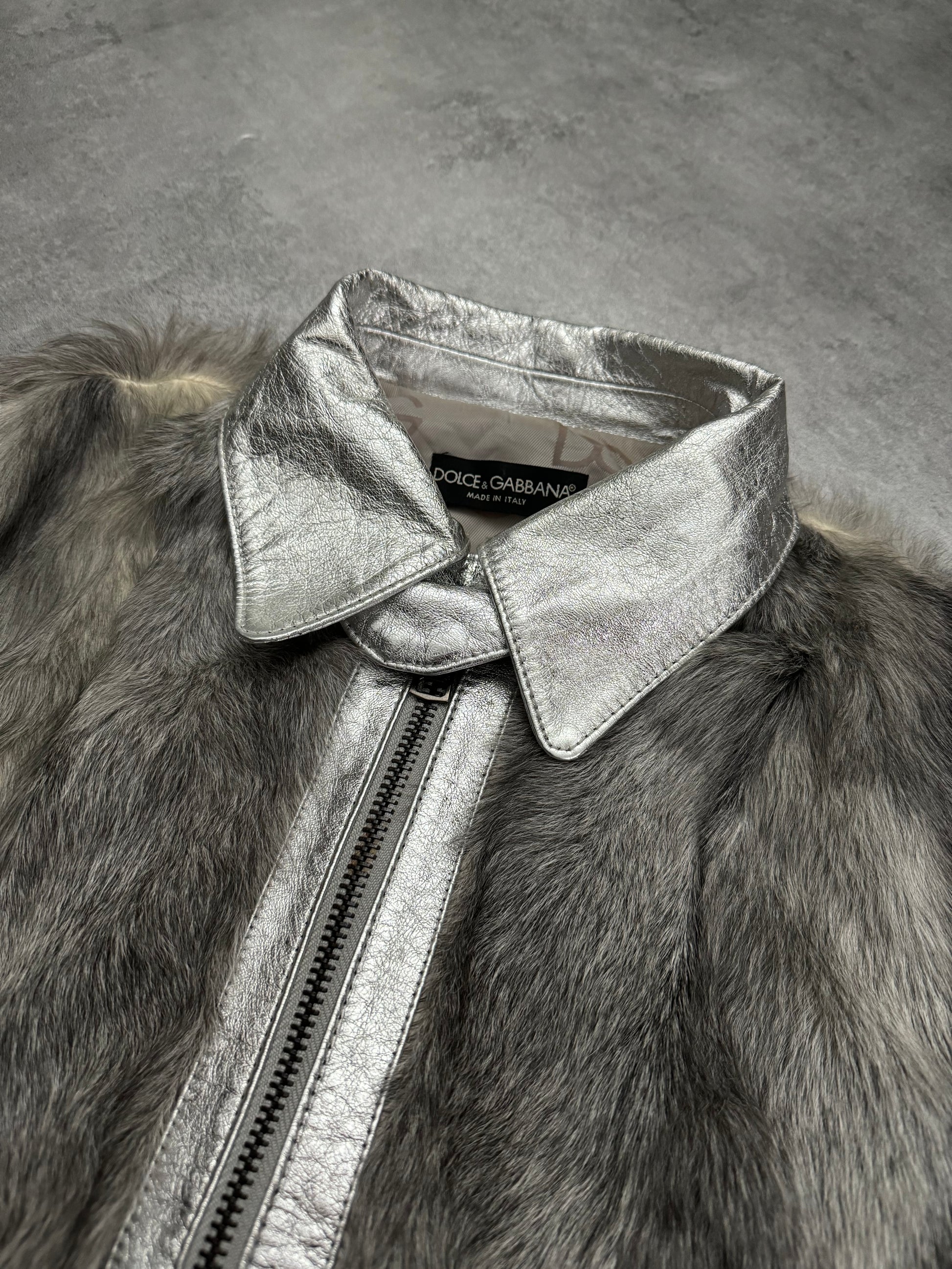 FW2008 Dolce & Gabbana Grey Fur Kid Goat Astro Jacket (XS/S) - 10