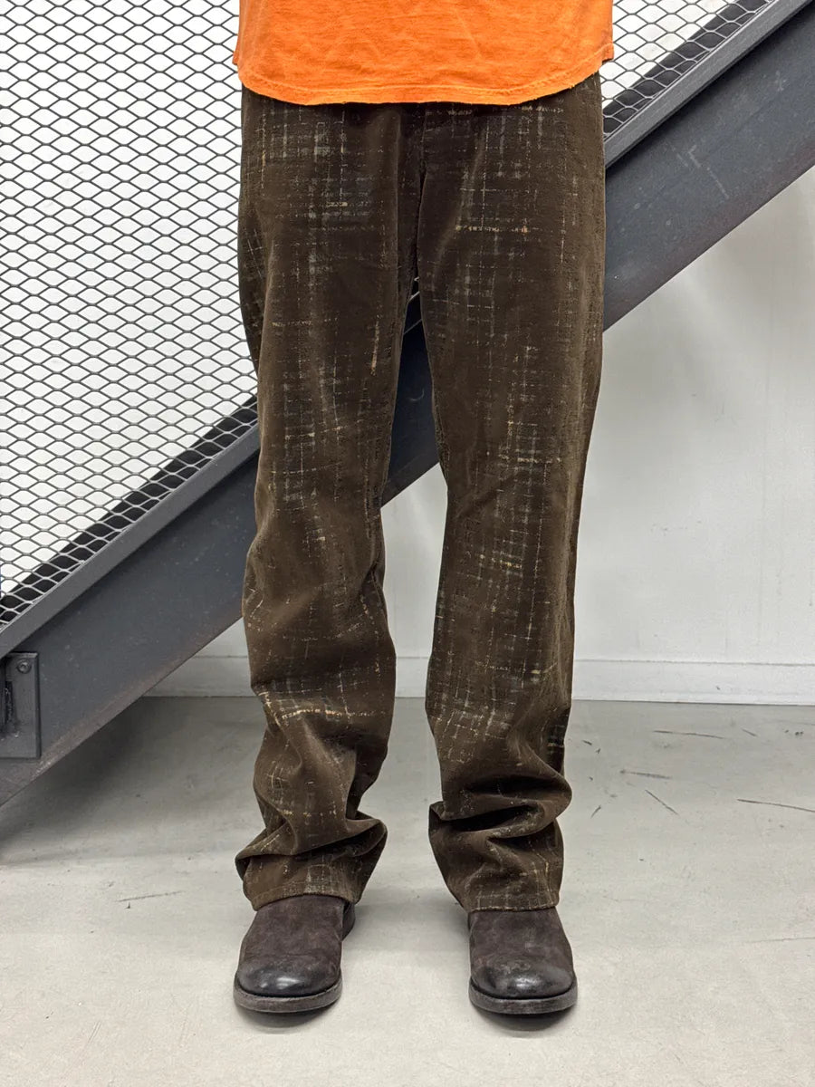 1990s Jean Paul Gaultier Brown Velvet Abstract Plaid Pants kXXnwlIU 0