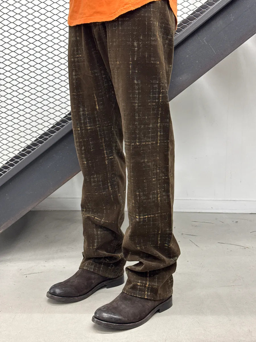 1990s Jean Paul Gaultier Brown Velvet Abstract Plaid Pants kXXnwlIU 1