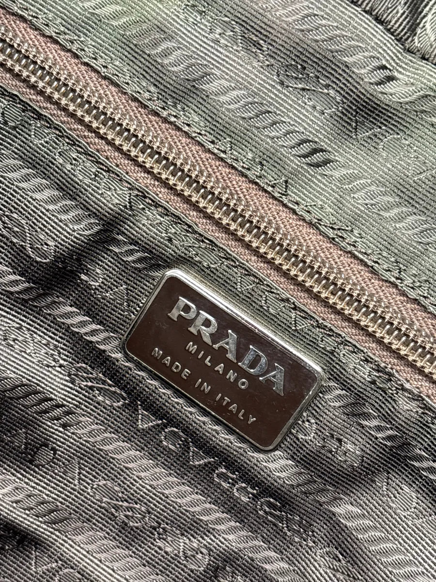 AW2000 Prada Dark Brown Velvet Signature Logo Handle Bag kXXwVhlE 12