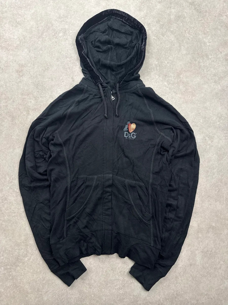 AW2006 Dolce & Gabbana Black Heart Zip-Up Hoodie kYMhPVfz 2