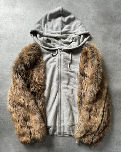 FW2020 Dries Van Noten Fur Hooded Grey Sweater (M) - 1