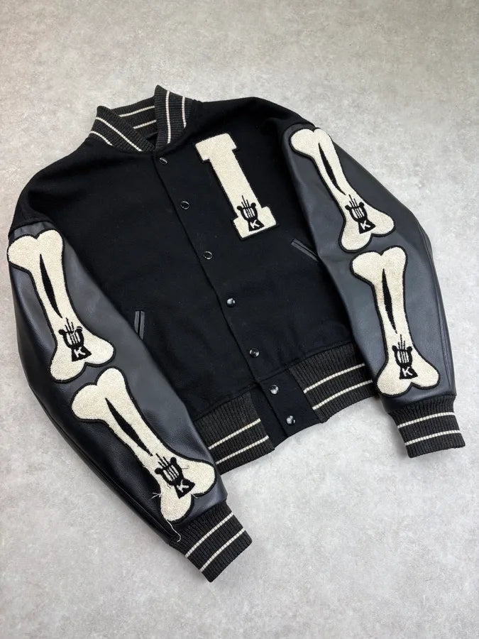 Kapital Bones Black Wool Varsity Jacket OQqwclu 3