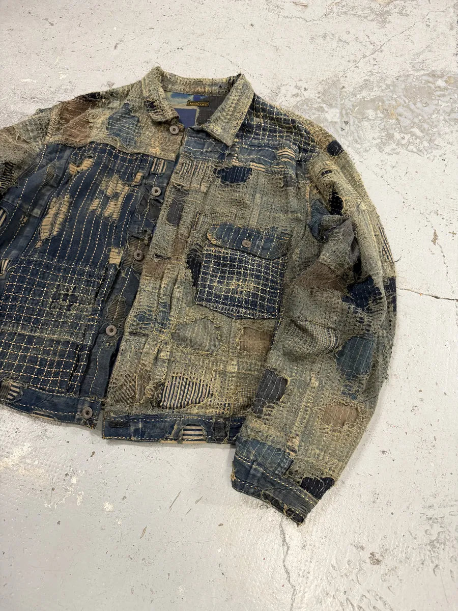 Kapital Japanese Boro Blue Distressed Denim Jacket lfCJjrW 12