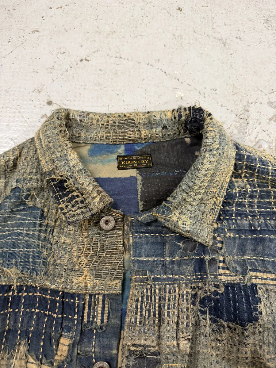 Kapital Japanese Boro Blue Distressed Denim Jacket lfCJjrW 14