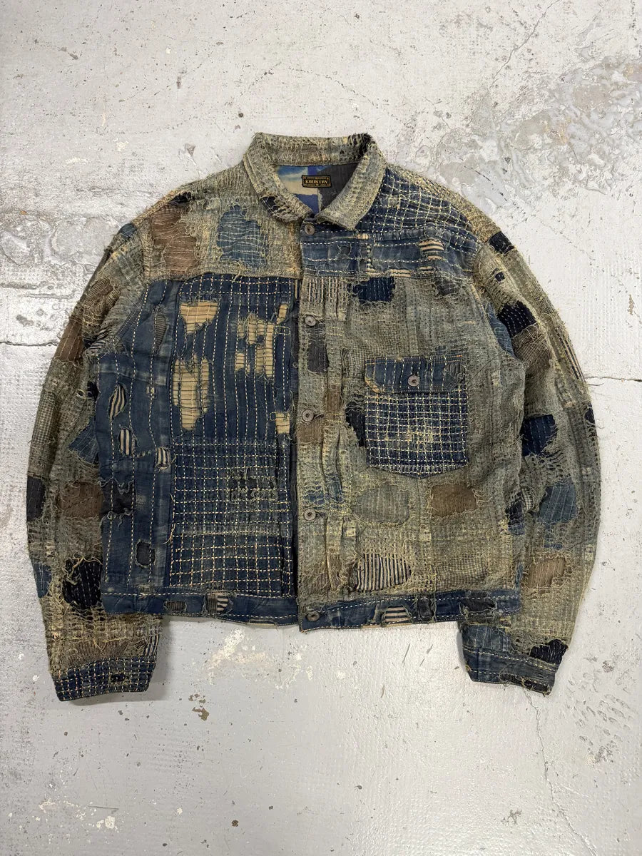 Kapital Japanese Boro Blue Distressed Denim Jacket lfCJjrW 3