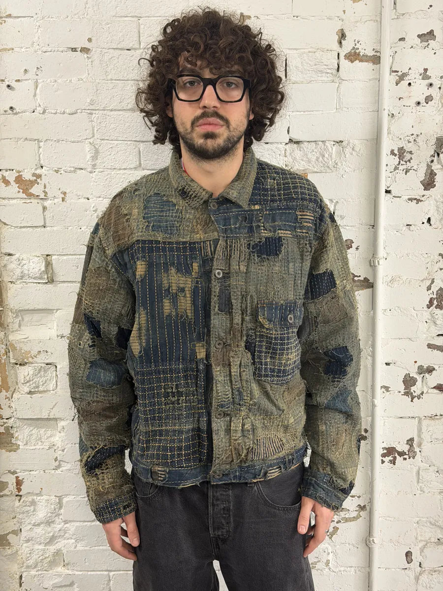 Kapital Japanese Boro Blue Distressed Denim Jacket lfCJjrW 5