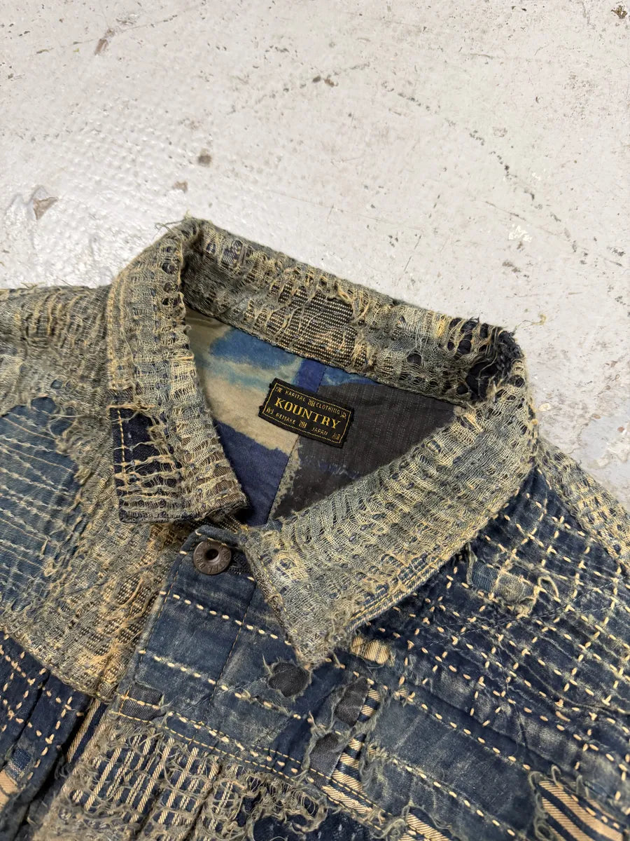 Kapital Japanese Boro Blue Distressed Denim Jacket lfCJjrW 8