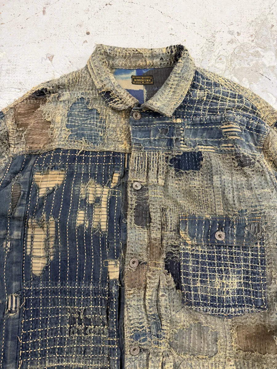 Kapital Japanese Boro Blue Distressed Denim Jacket lfCJjrW 9