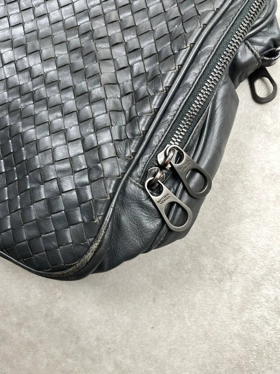 2000s Bottega Veneta Black Leather Intrecciato Woven Handle Bag keCLbXkl 5