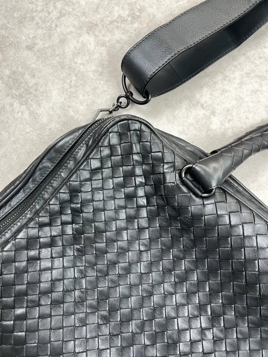 2000s Bottega Veneta Black Leather Intrecciato Woven Handle Bag keCLbXkl 6