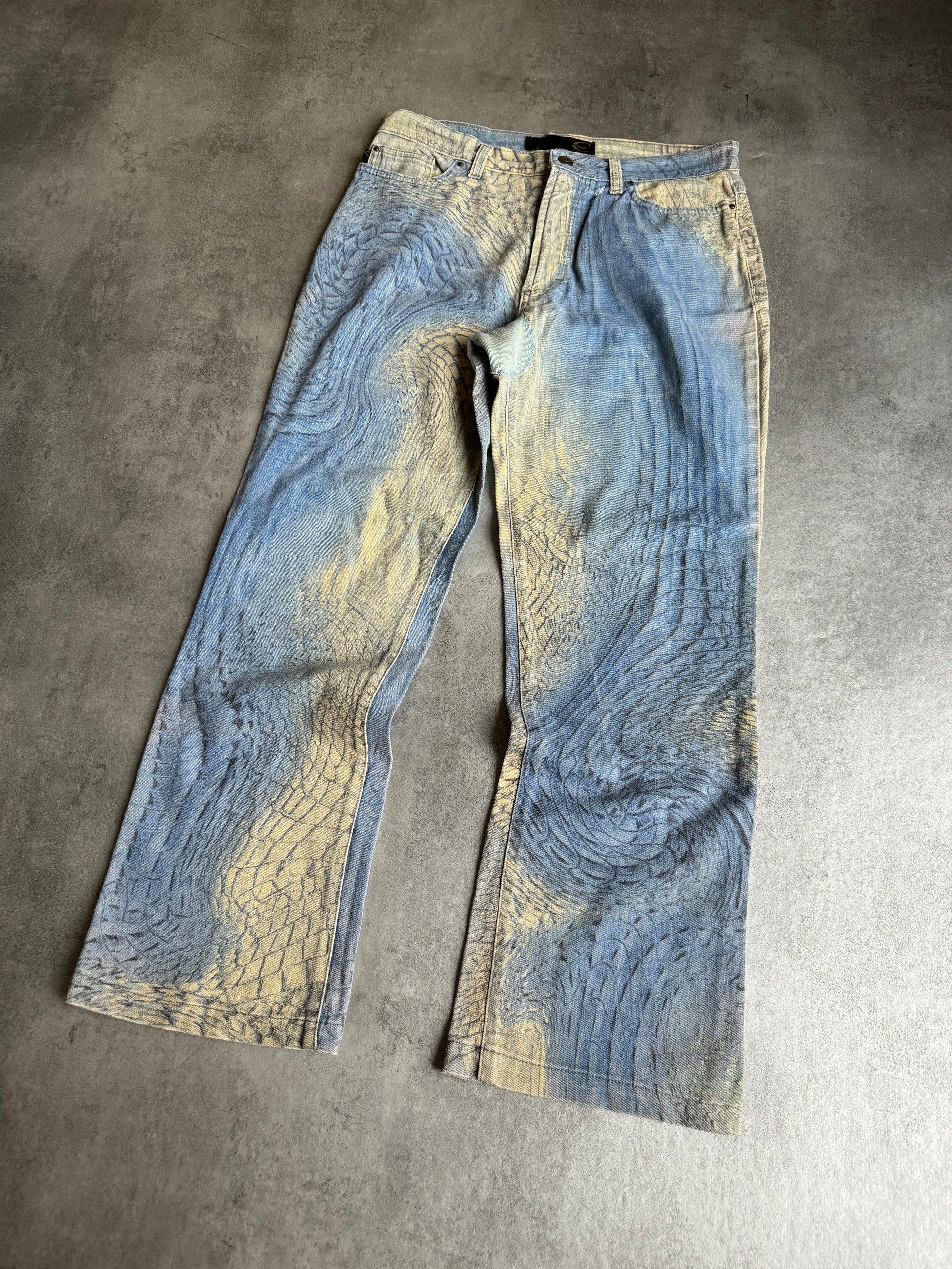 SS2002 Cavalli Eroded Sky & Sand Pants (S) - 3