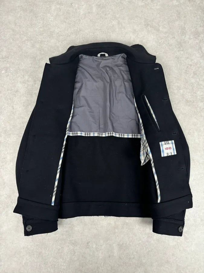 Kenzo Black Classy Wool Buttoned Coat gTDbCiM 6