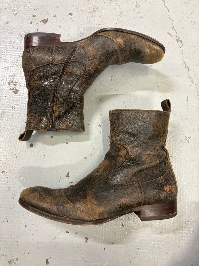 Kenzo Brown Distressed Leather Chelsea Boots bGYeVCd 3