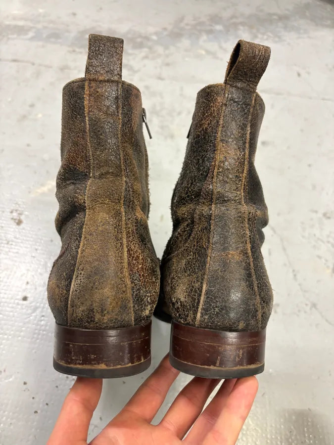 Kenzo Brown Distressed Leather Chelsea Boots bGYeVCd 6