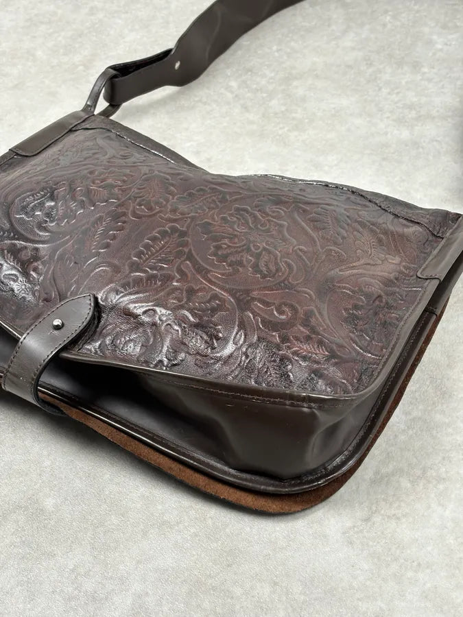 Kenzo Brown Embroidered Shoulder Bag lypMYkJ 8