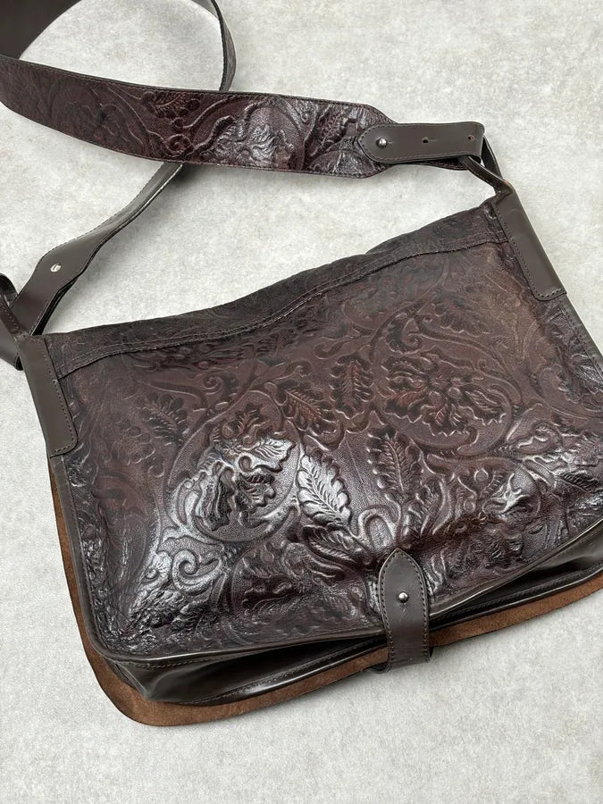 Kenzo Brown Embroidered Shoulder Bag lypMYkJ 7