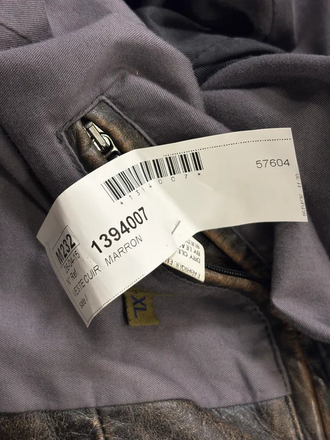 Kenzo Brown Eroded Racer Leather Jacket QeAEsML 9