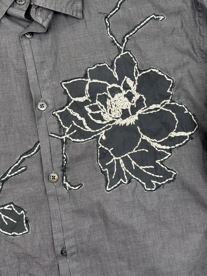 Kenzo Homme Black Embroidered Floral Shirt WGzHPGV 7