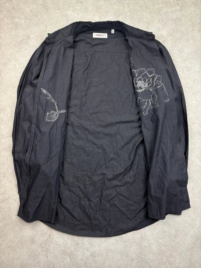 Kenzo Homme Black Embroidered Floral Shirt WGzHPGV 6