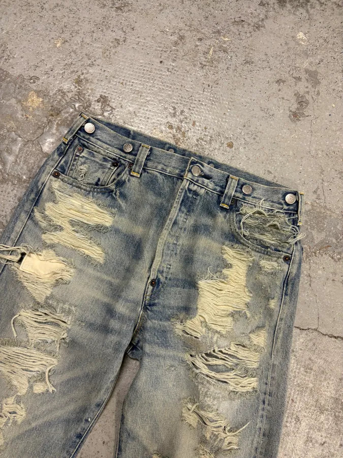 Kenzo Levi’s Destroyed Blue Denim Jeans CqCOkhA 4