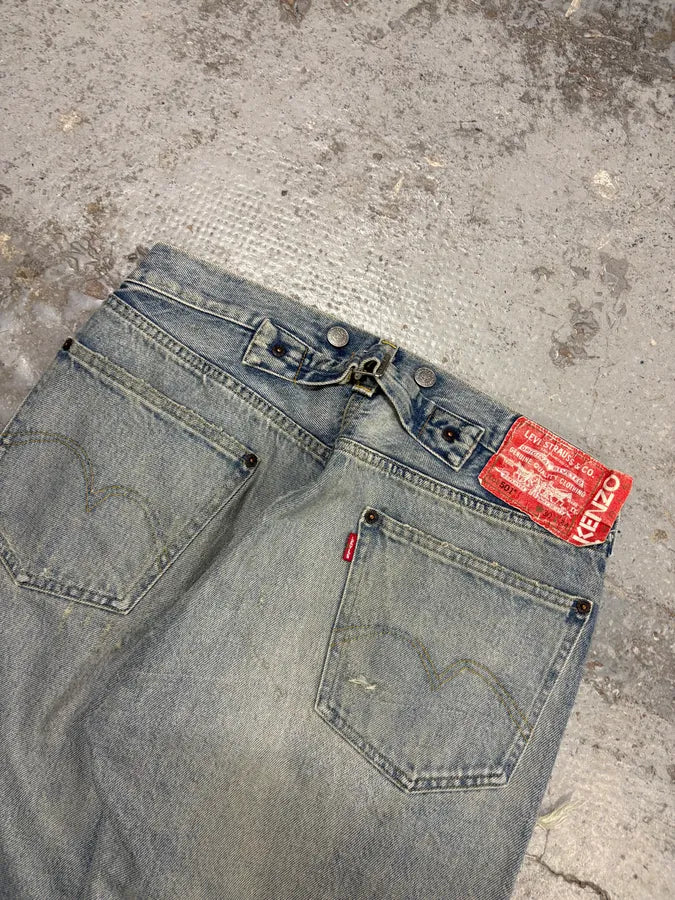 Kenzo Levi’s Destroyed Blue Denim Jeans CqCOkhA 7