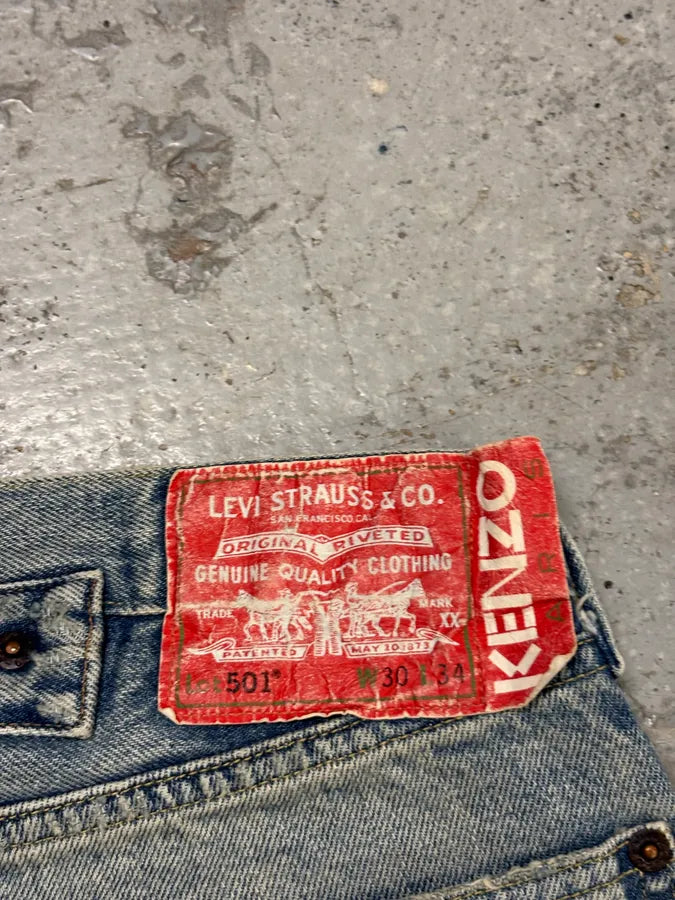 Kenzo Levi’s Destroyed Blue Denim Jeans CqCOkhA 8