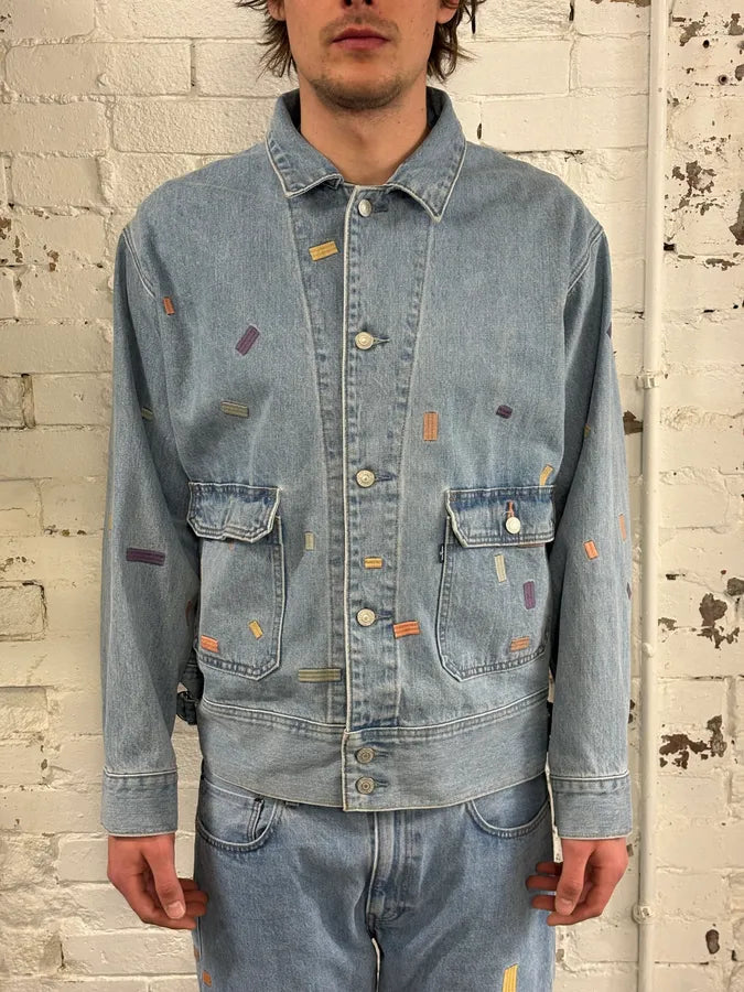 Kenzo Levi’s Embroided Blue Denim Jacket  ogrUQTE 0