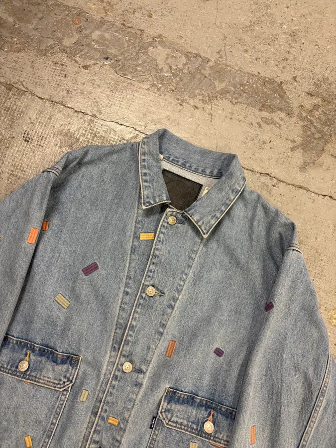 Kenzo Levi’s Embroided Blue Denim Jacket  ogrUQTE 4