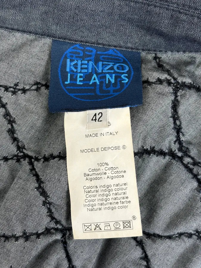 Kenzo Navy Deconstructed Pleats Abstract Denim Jacket Uyqakbe 10