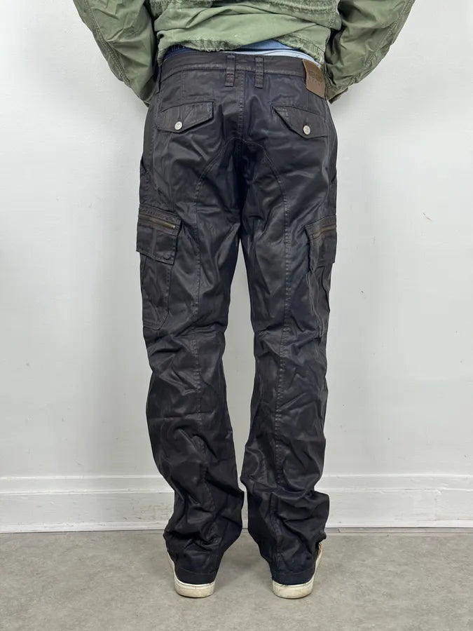 2000s Kenzo Dark Navy Waxed Cargo Pants iLuEdjW 3