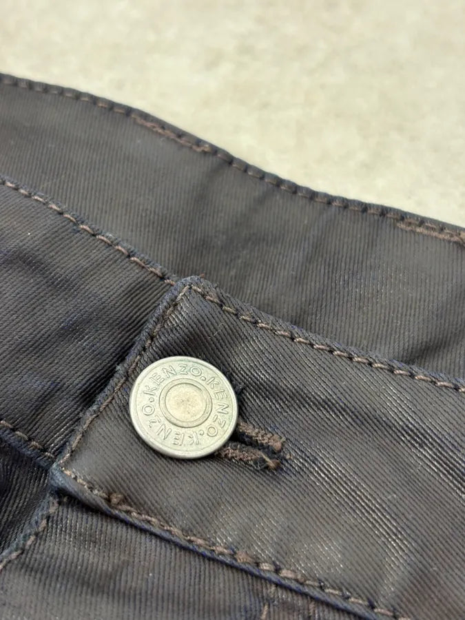 2000s Kenzo Dark Navy Waxed Cargo Pants iLuEdjW 7