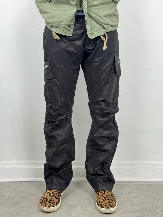 2000s Kenzo Dark Navy Waxed Cargo Pants iLuEdjW 1