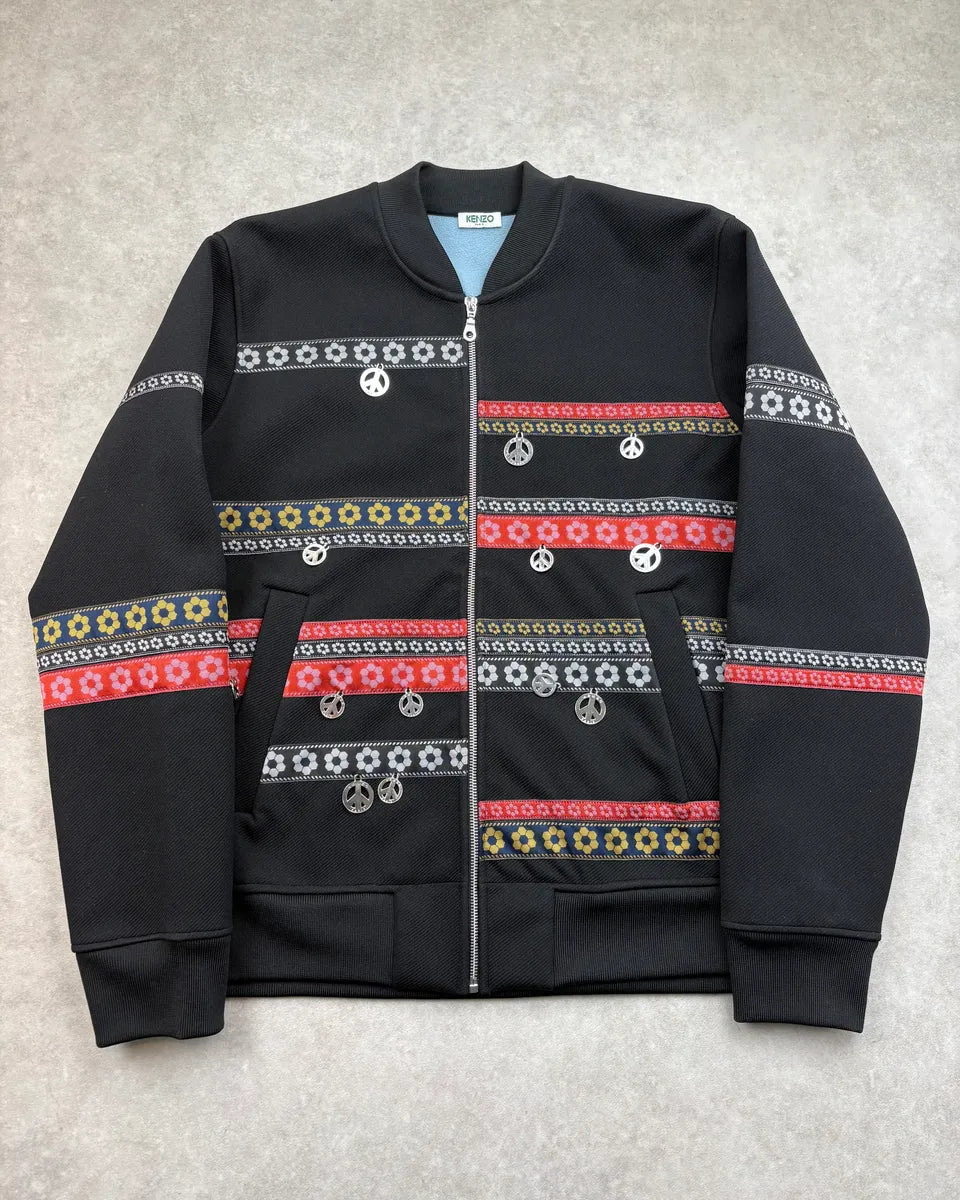 Kenzo Peace Black Zip-up Bomber Jacket LjsqFWB 0