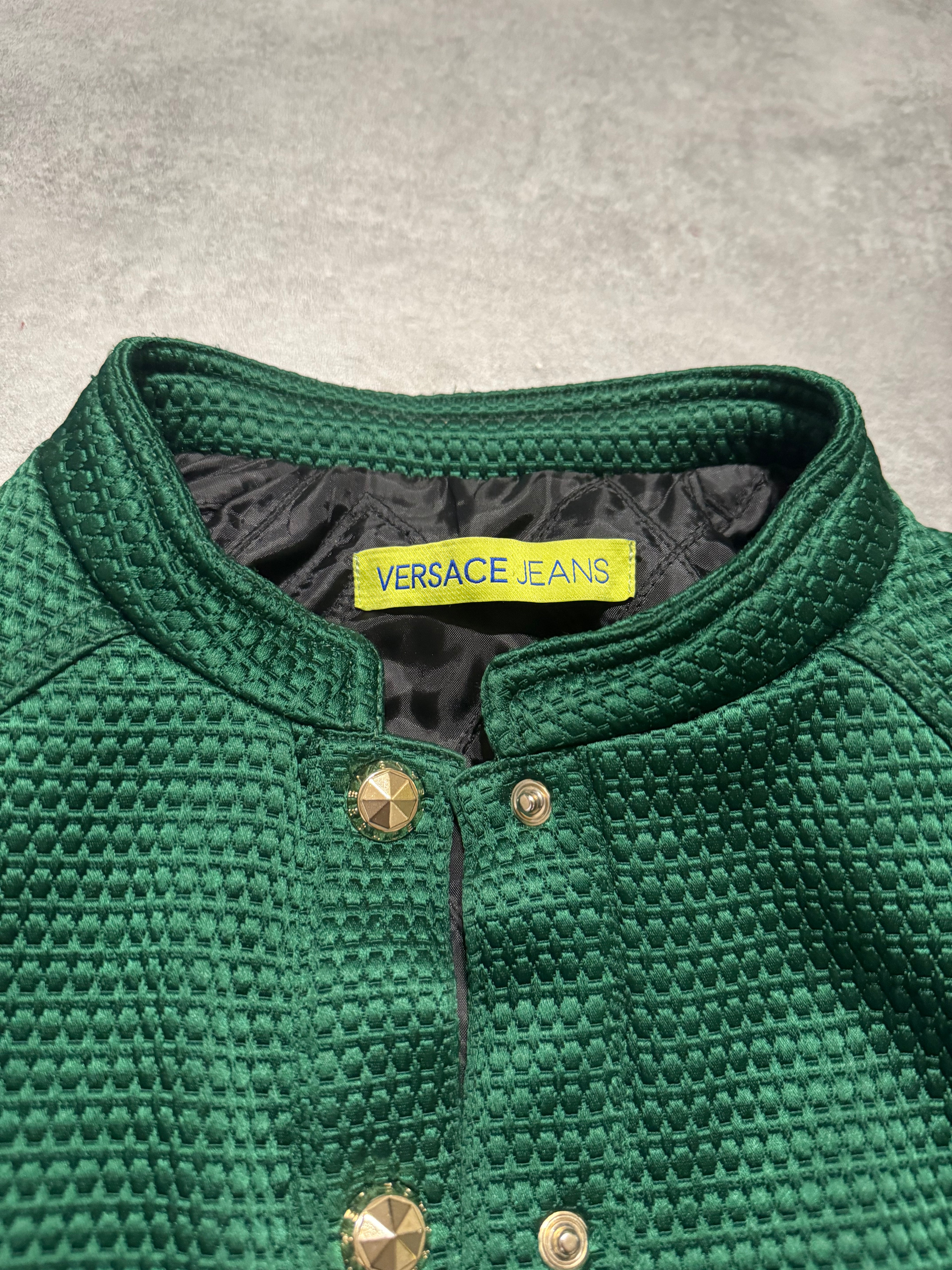 Versace Italian Green Bomber Royal Jacket (XS/S) - 9