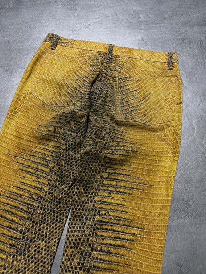 1990s Roberto Cavalli Bees Yellow Scales Pants (S) - 3