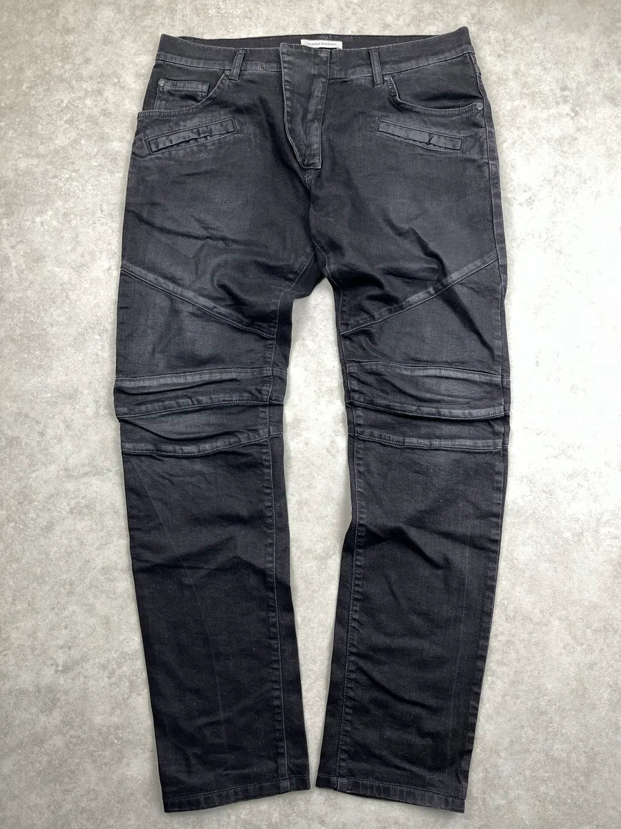 2010s Pierre Balmain Black Denim Moto Panel Jeans knbWCBHM 1