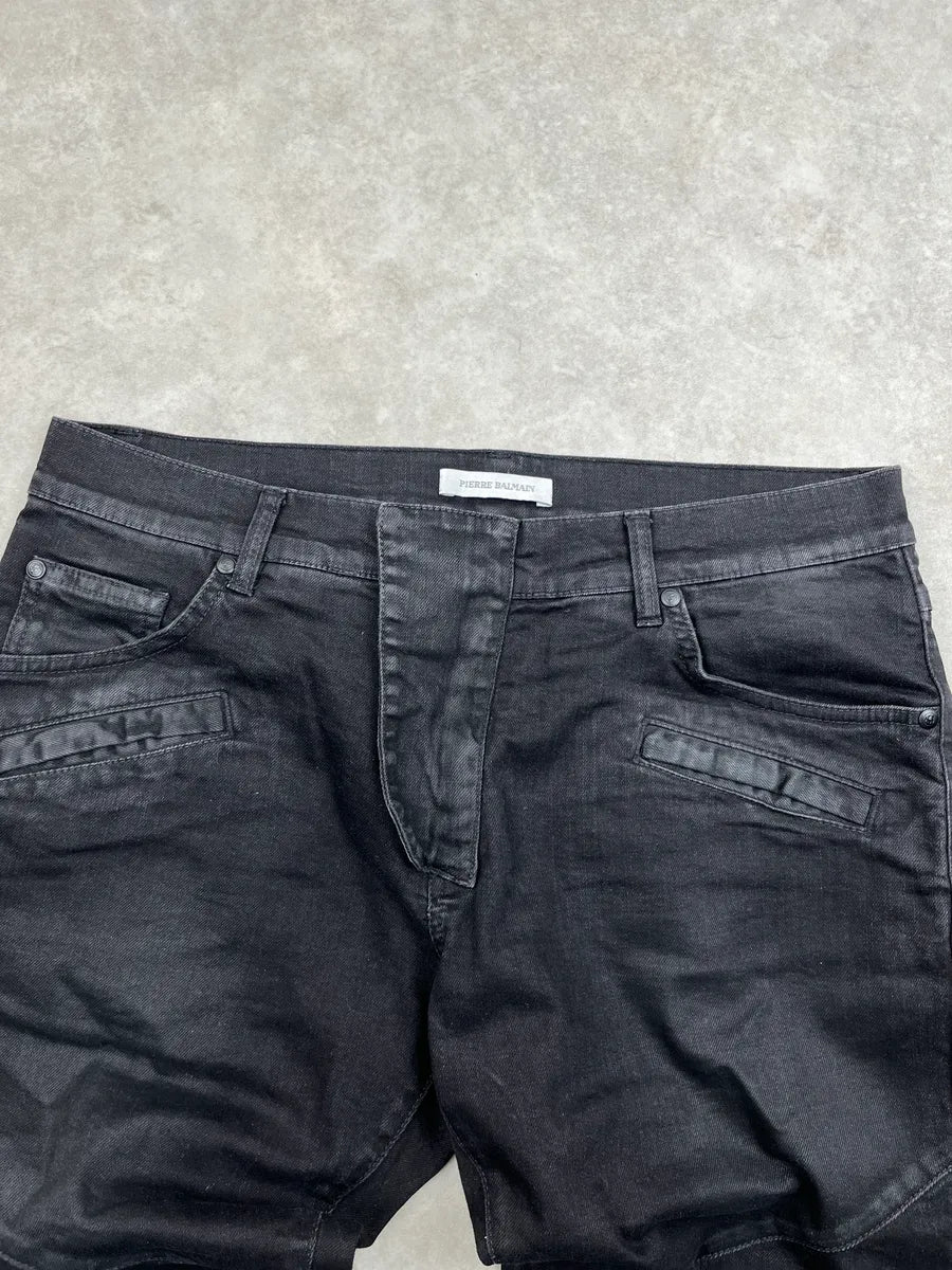 2010s Pierre Balmain Black Denim Moto Panel Jeans knbWCBHM 5