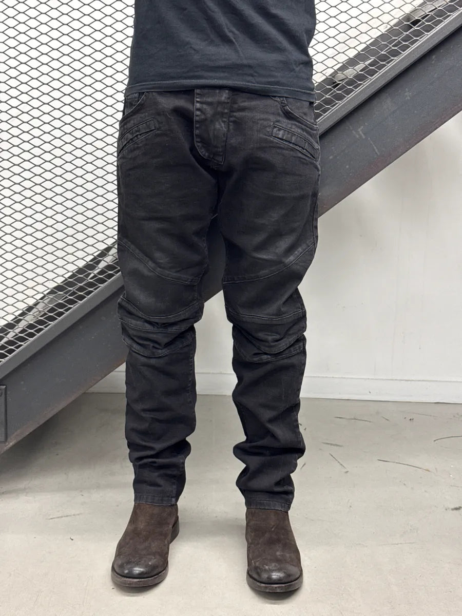 2010s Pierre Balmain Black Denim Moto Panel Jeans knbWCBHM 0