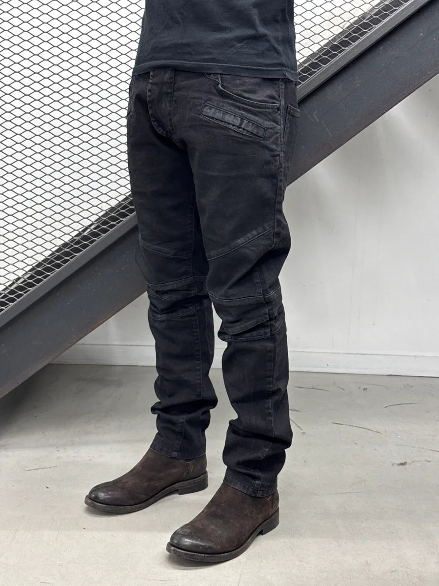 2010s Pierre Balmain Black Denim Moto Panel Jeans knbWCBHM 2