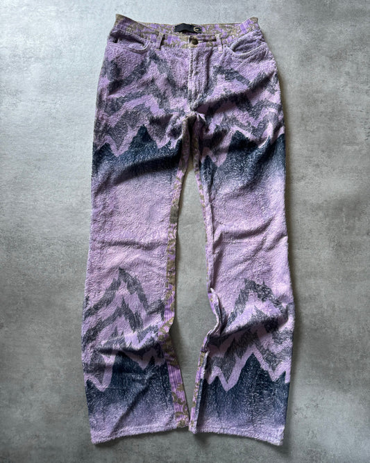SS2005 Cavalli Mountain Peninsula Purple Relaxed Pants (S) - 1