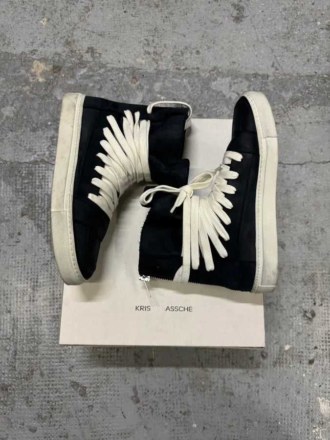 Kris Van Assche Backzip Laced Black Leather High Sneakers ytZVAmK 1