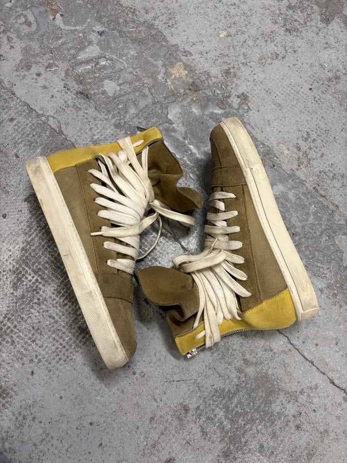 Kris Van Assche Beige & Yellow Leather Megalaced High Sneakers bpQcQbL 5