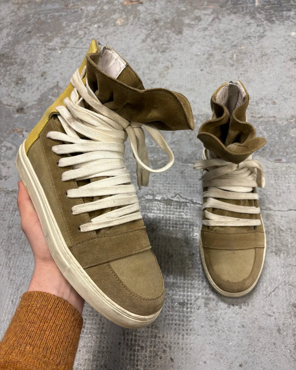 Kris Van Assche Beige & Yellow Leather Megalaced High Sneakers bpQcQbL 0