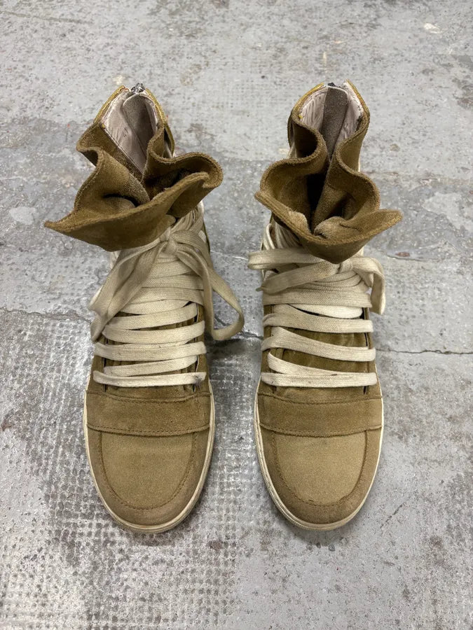 Kris Van Assche Beige & Yellow Leather Megalaced High Sneakers bpQcQbL 1