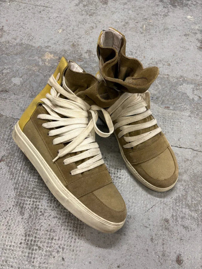 Kris Van Assche Beige & Yellow Leather Megalaced High Sneakers bpQcQbL 4